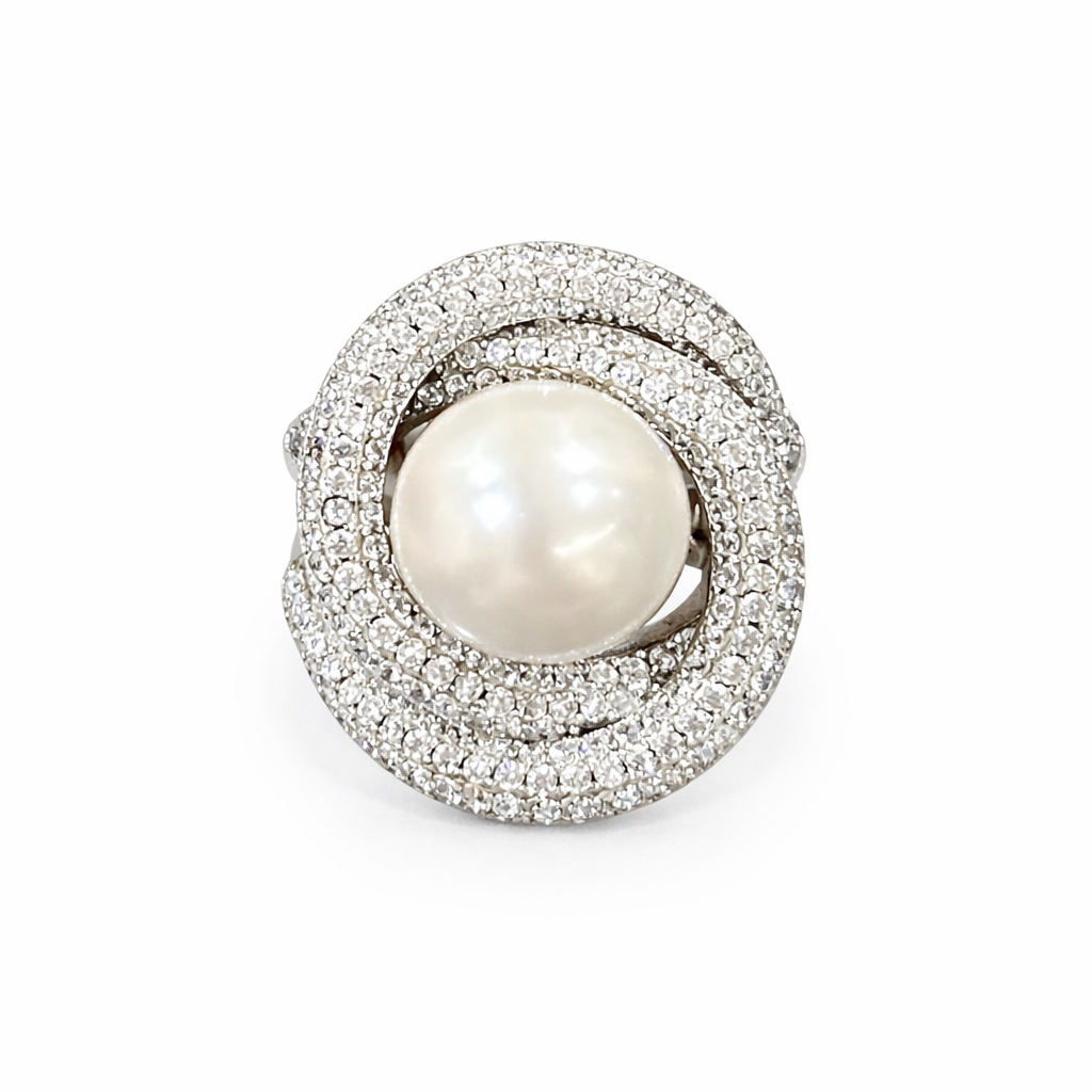Malaika's Pearl & Diamond Cocktail Ring