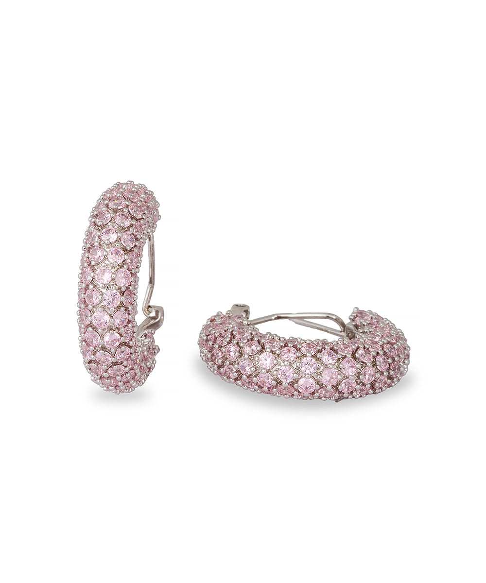 Blush Pink Gold Pavee Hoops