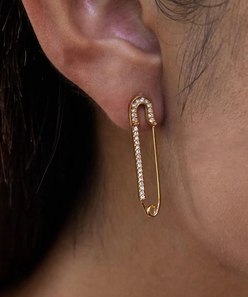 Studded Safety Pins Earrings