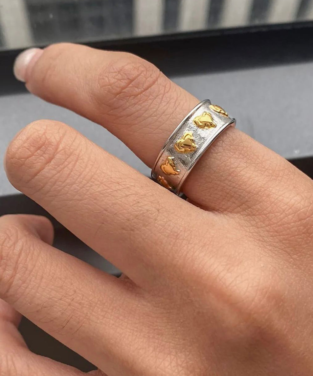 Silver Heart Open Ring