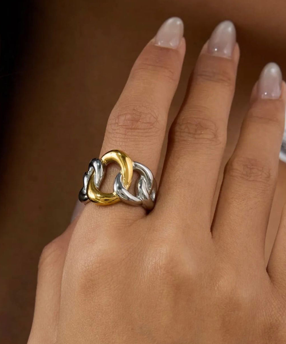 Two Tone Link Statement Ring