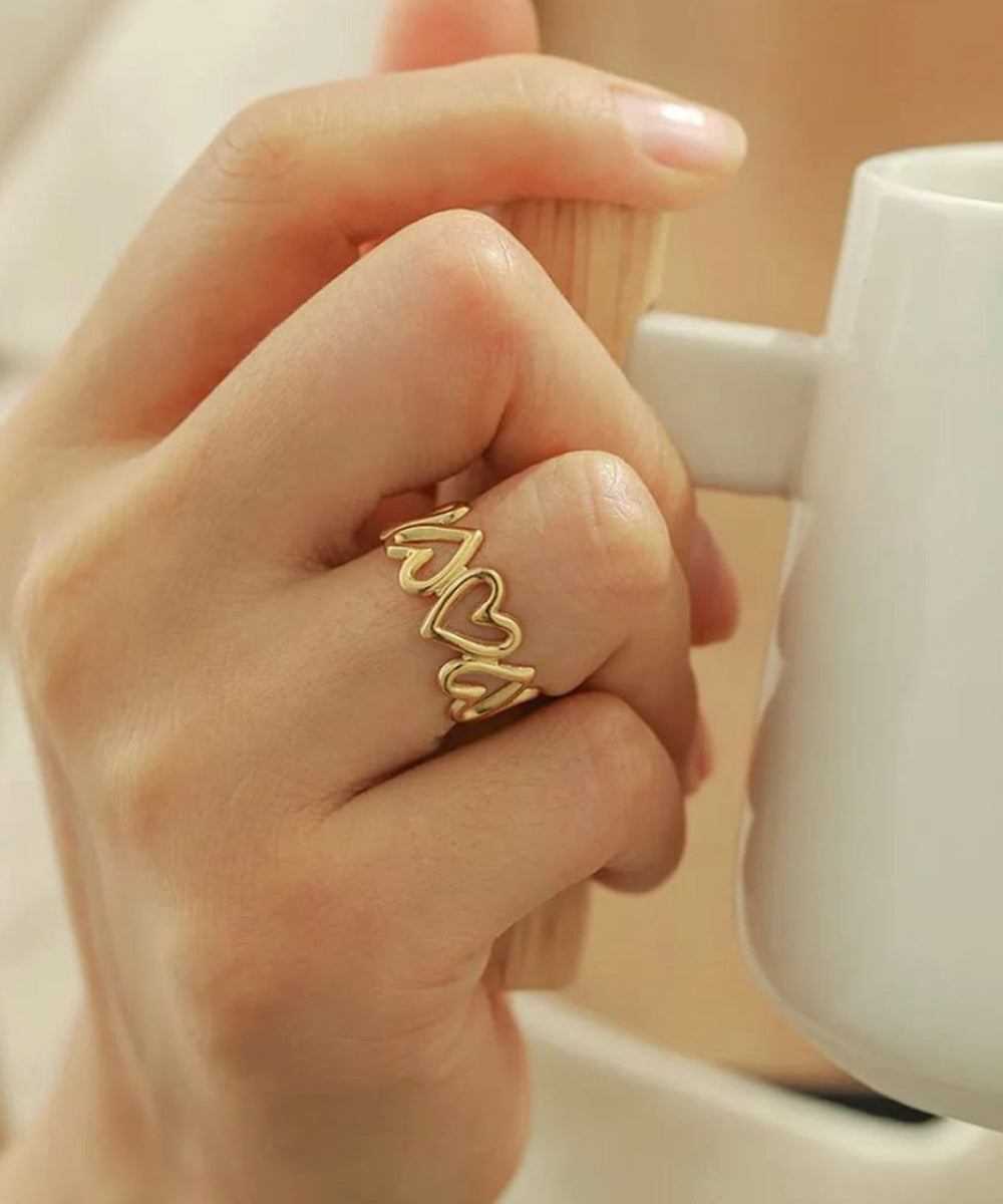 Golden Heart Link Ring