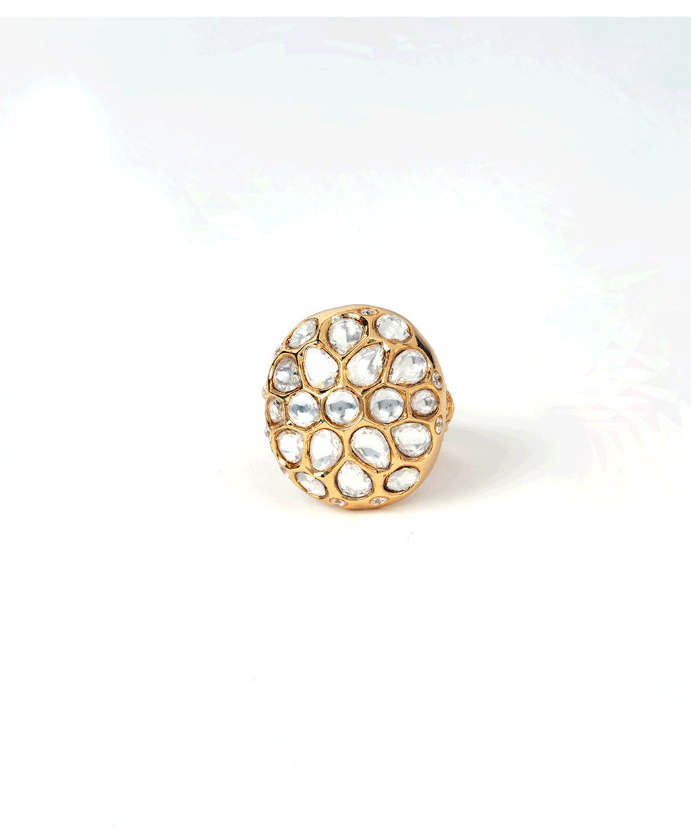 Kundan Stone Cluster Ring