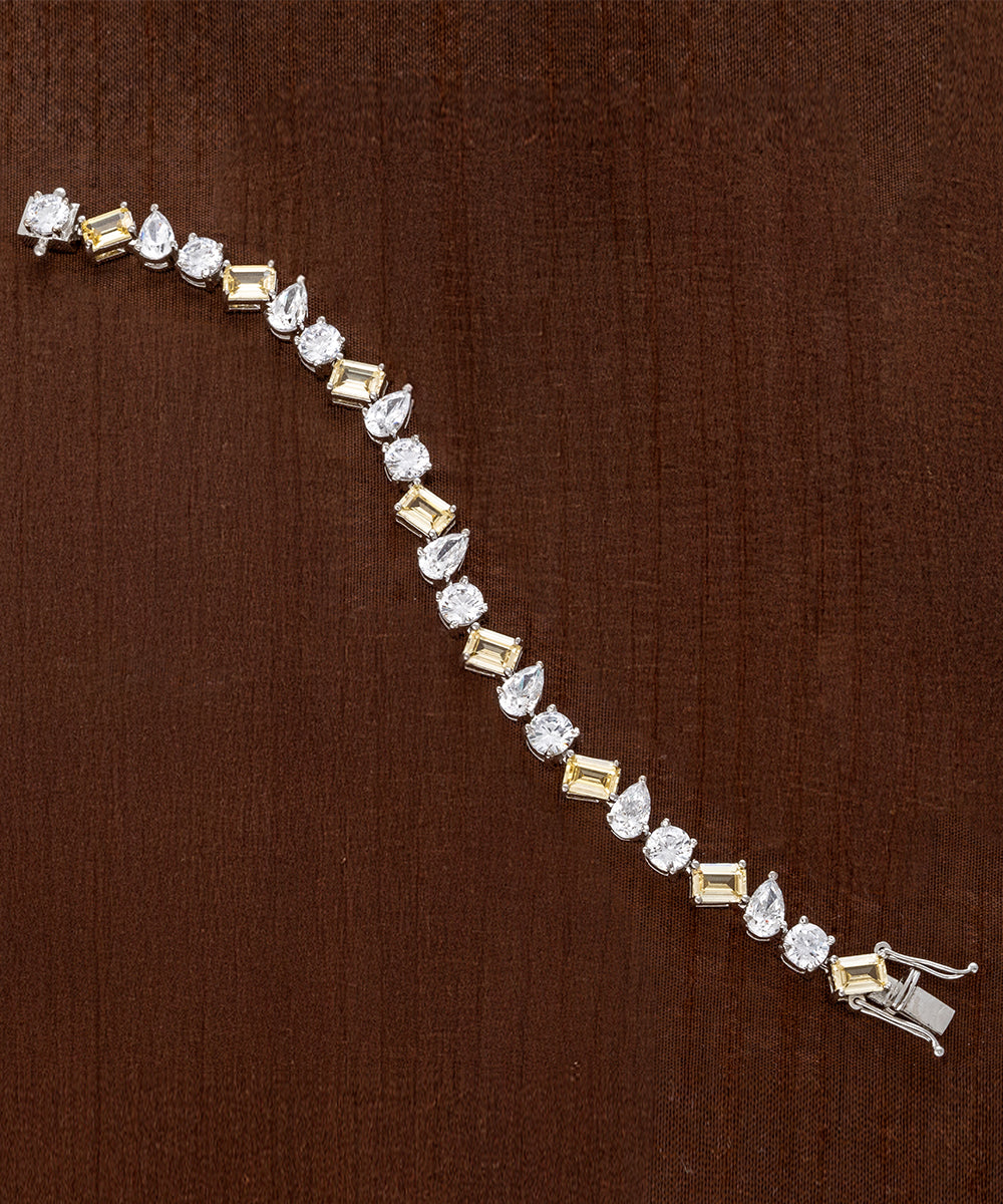 Fancy Cut Solitaire Bracelet - White & Citrine