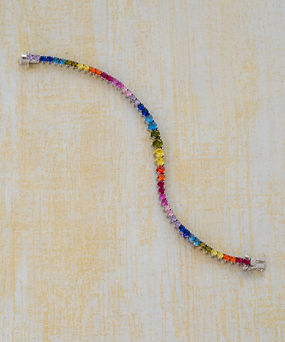 Rainbow Tennis Round Stone Bracelet
