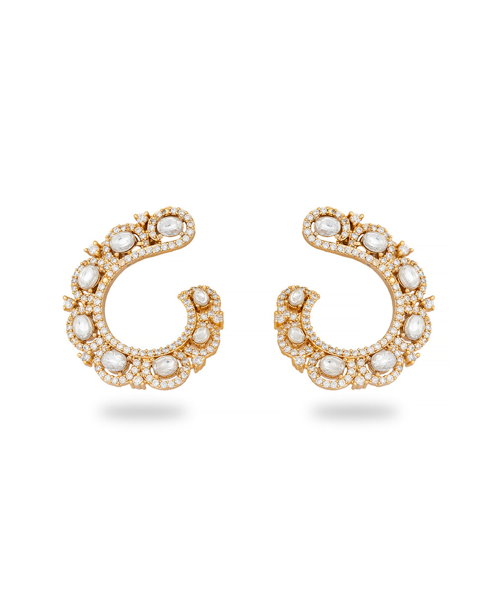 Maharani Curve Kundan Earrings