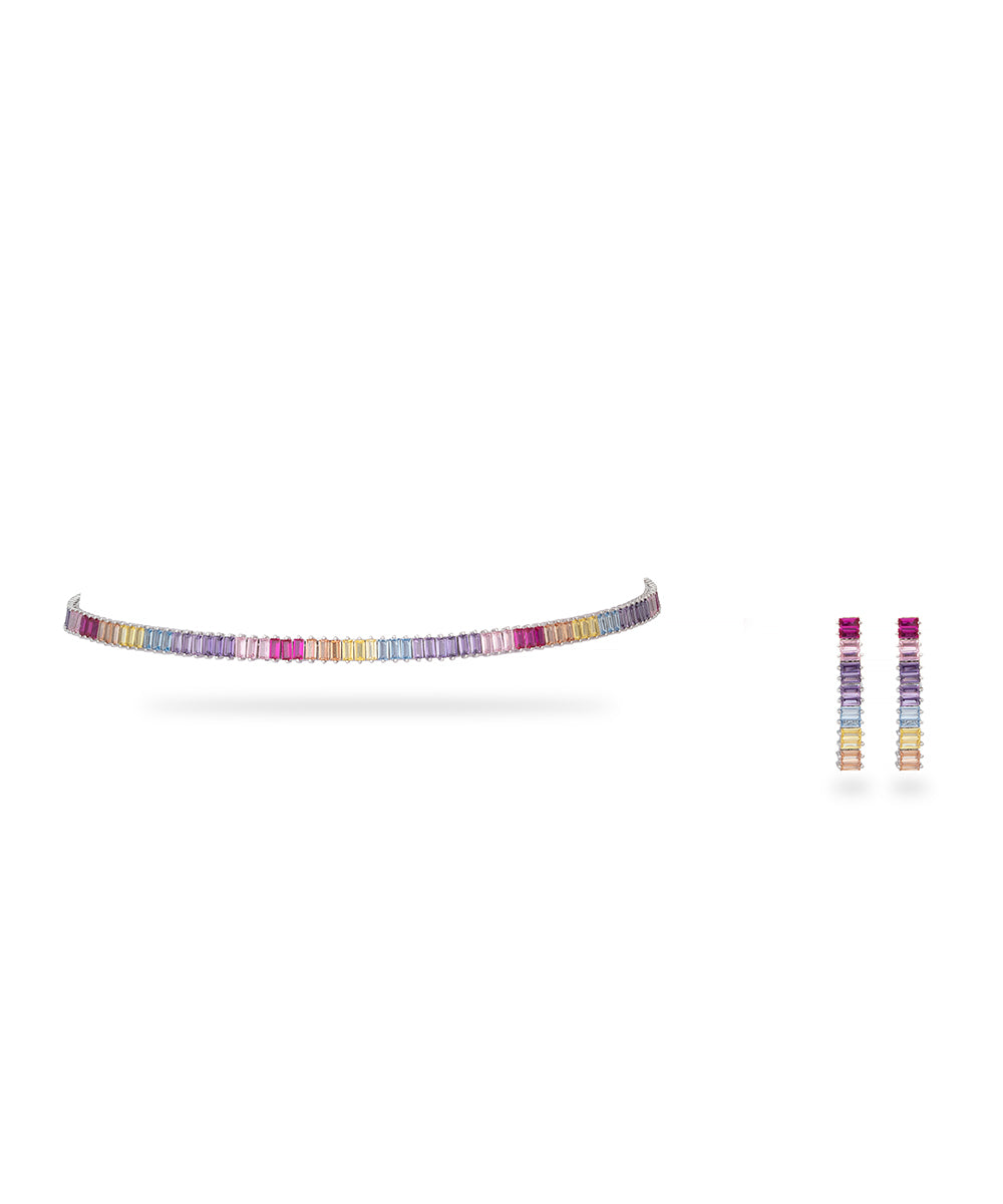 Rainbow Solitaire Tennis Necklace