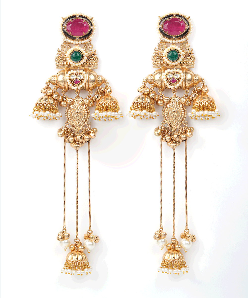 Layered Kundan Jhumka Earrings
