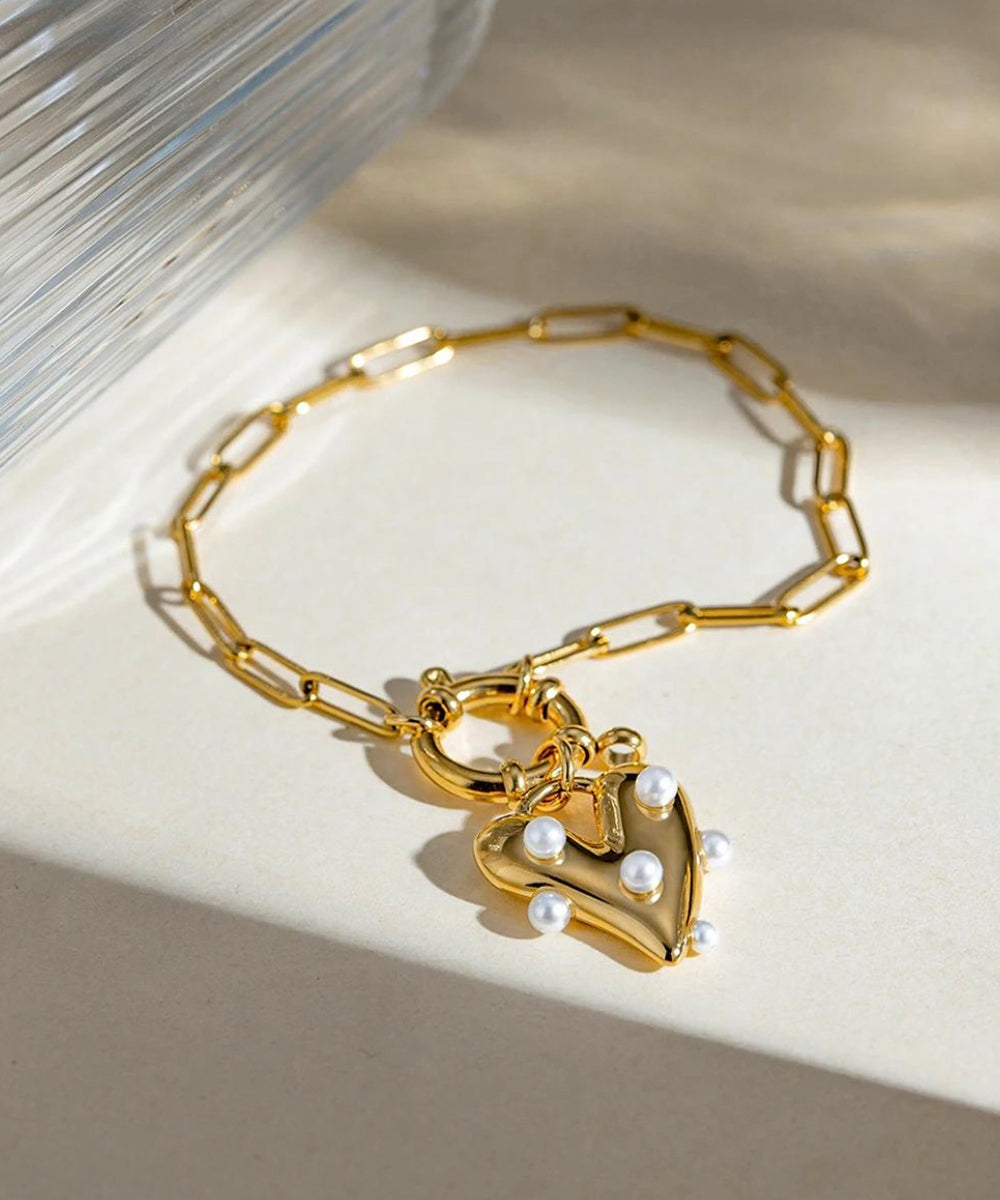 Heart with Pearl Charm bracelet