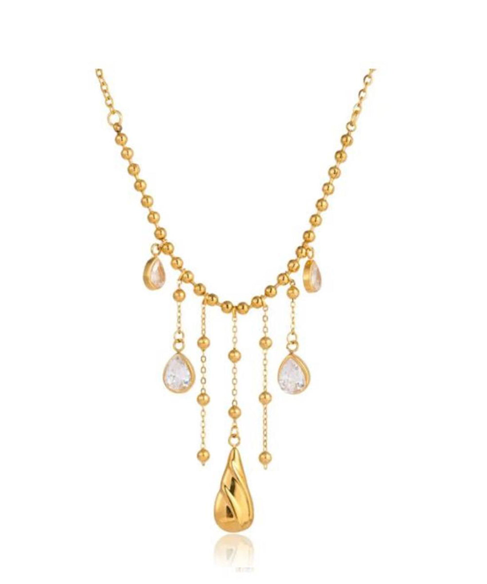 Golden Cascade Drop Necklace
