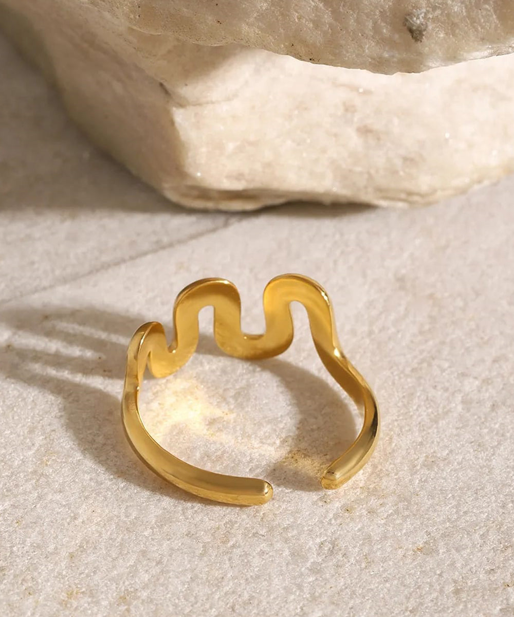 Golden Wave Open Ring