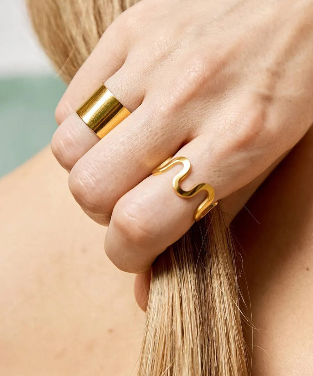 Golden Wave Open Ring