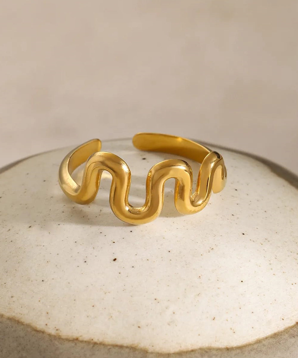 Golden Wave Open Ring