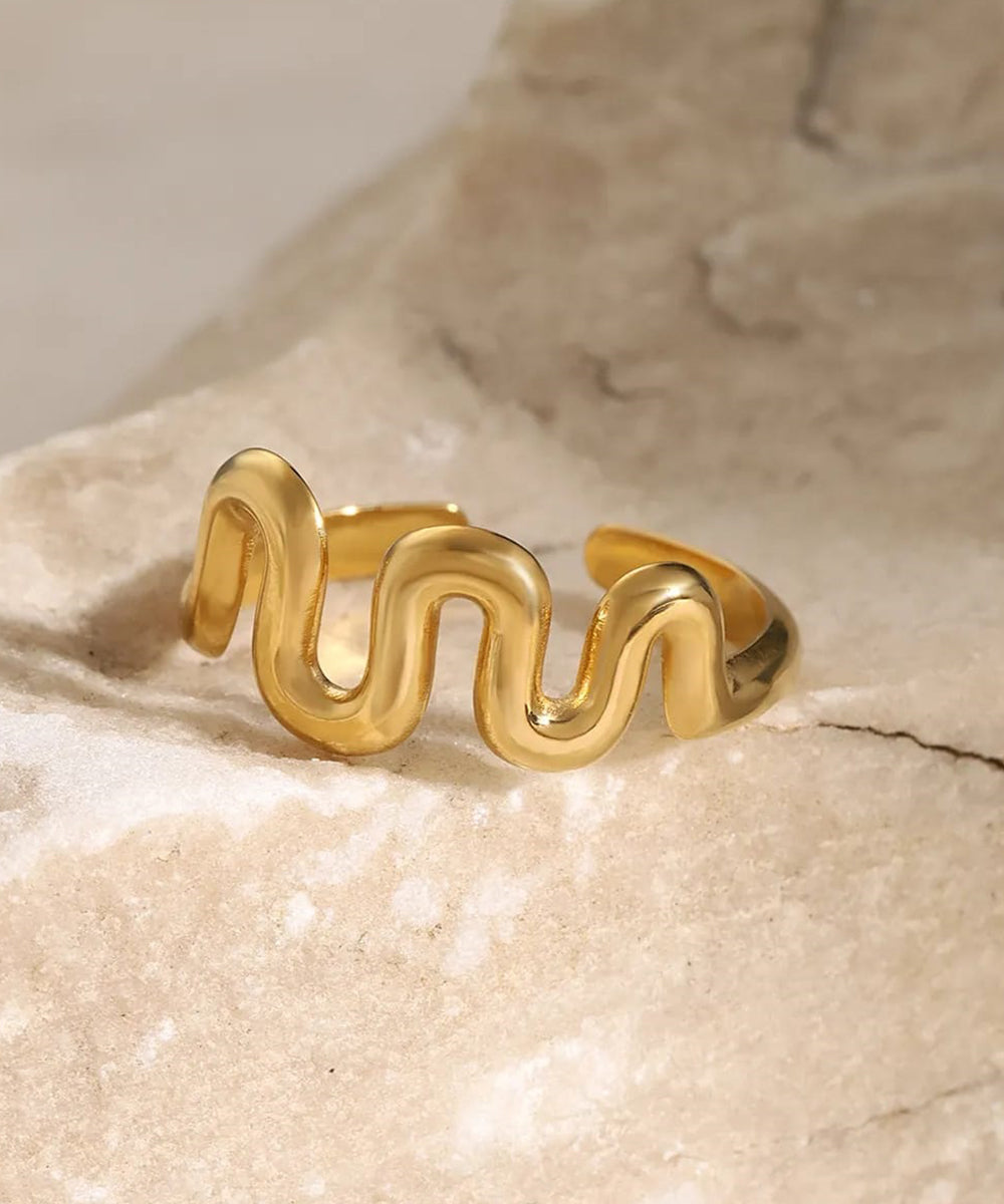 Golden Wave Open Ring