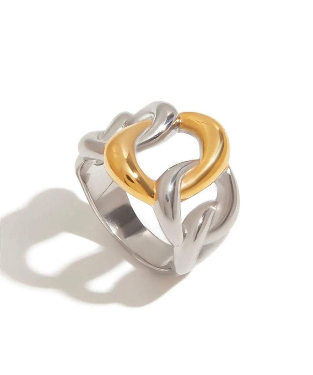 Two Tone Link Statement Ring