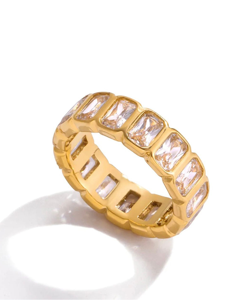 Golden Crystal Band Ring