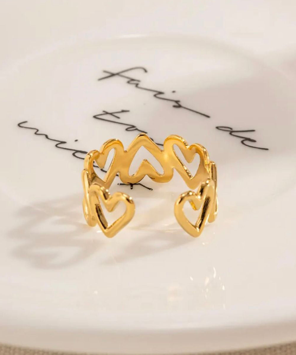 Golden Heart Link Ring