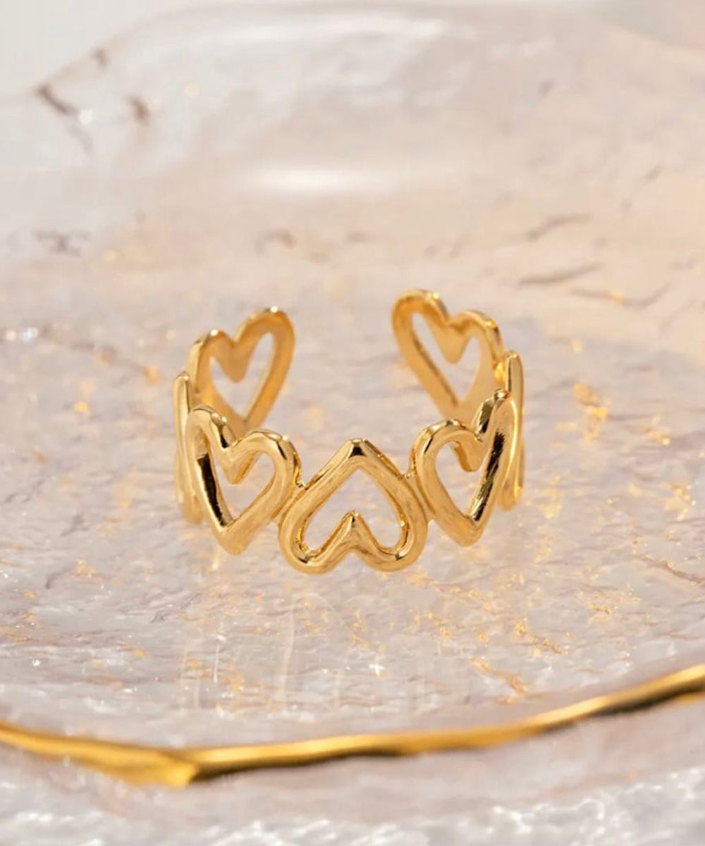 Golden Heart Link Ring