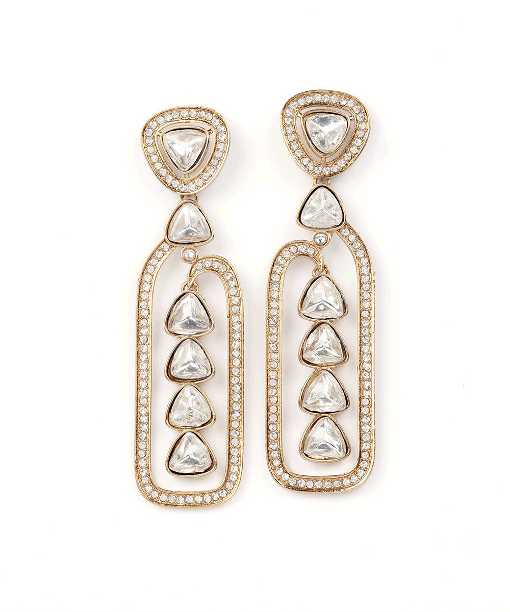 Long Kundan Drop Earrings