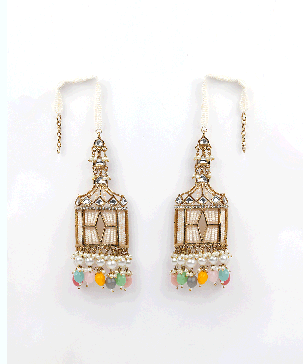 Pearl & Multicolor Bead Earrings