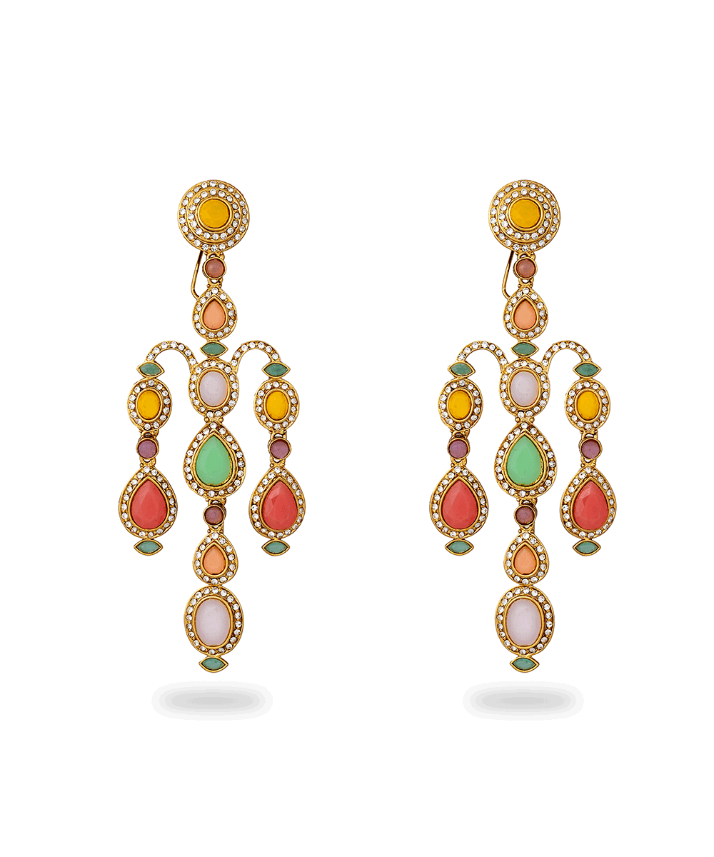 Multicolor Gemstone Chandelier Earrings