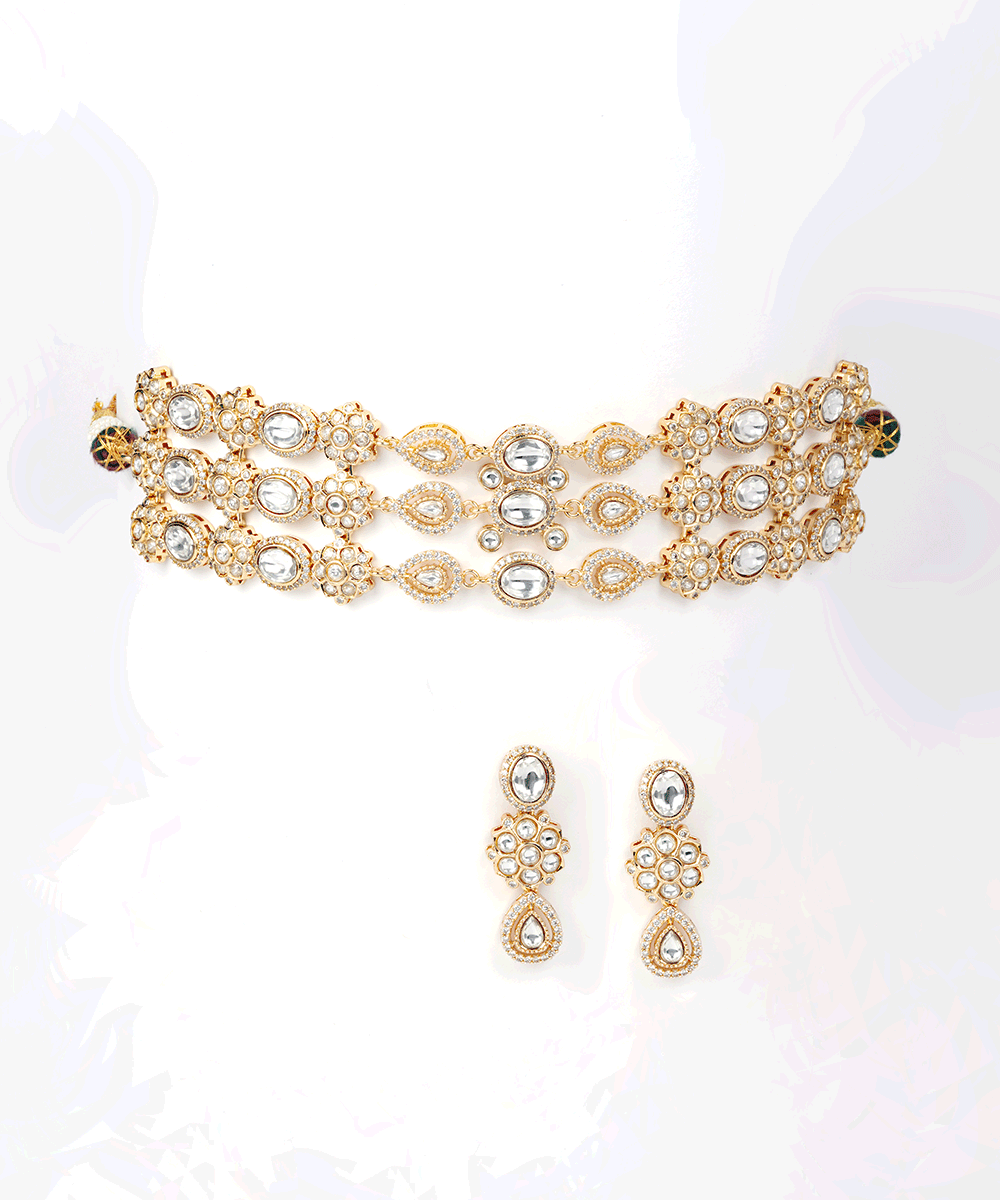 Triple Row Floral Kundan Choker Set