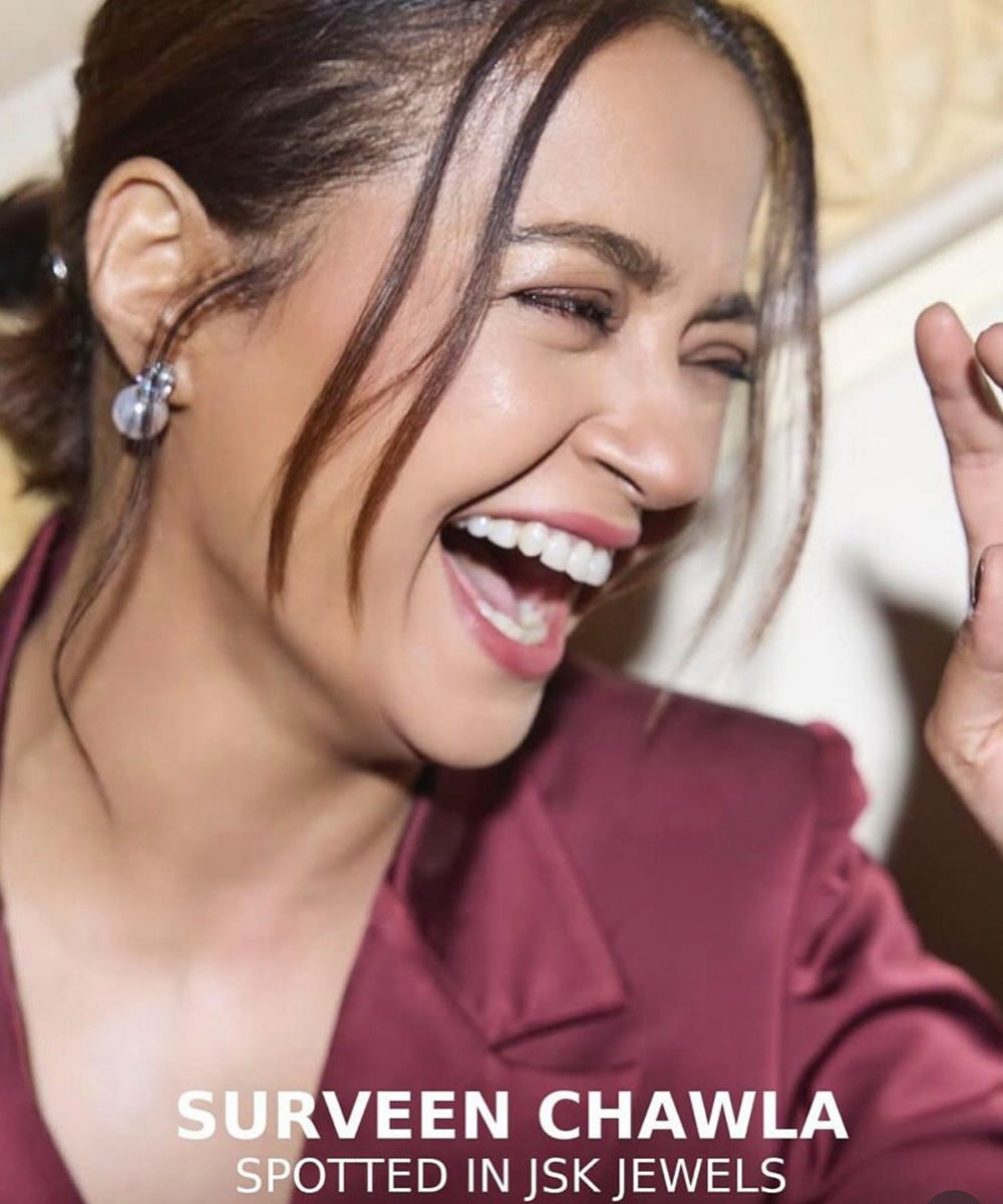 Surveen's Solitaire Pearl Drop Earrings